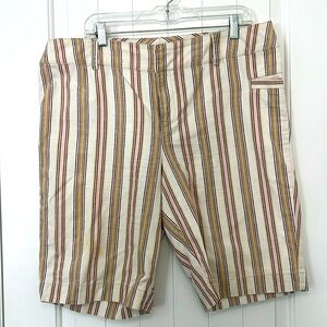 Tommy Hilfiger, Sz 16, pink, off-white, tan vertical striped shorts, 100% cotton